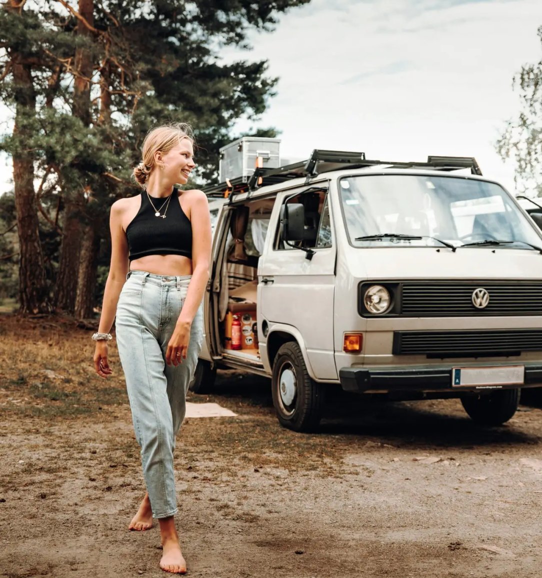 Van parked in the European countryside